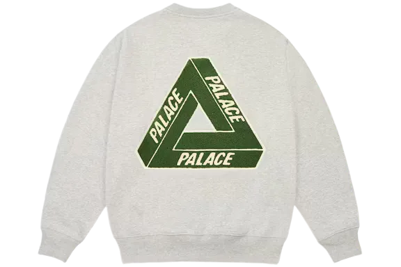Palace Chenille Tri-Ferg Crew Grey Marl US L